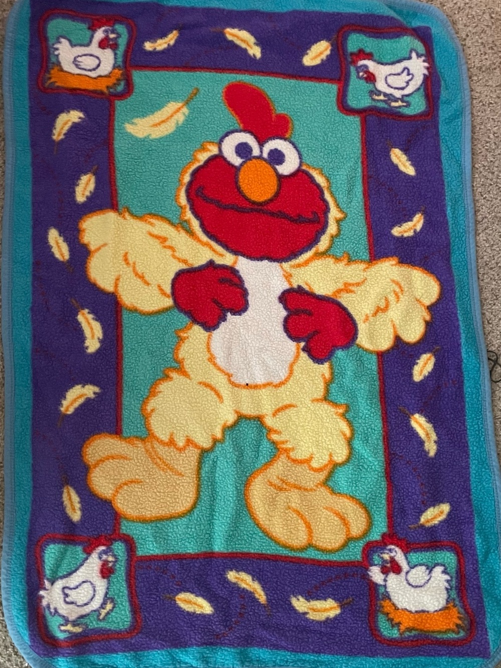 Vintage Sesame Street Elmo Chicken Dance Fleece Toddler Throw Blanket 33x44 Rare